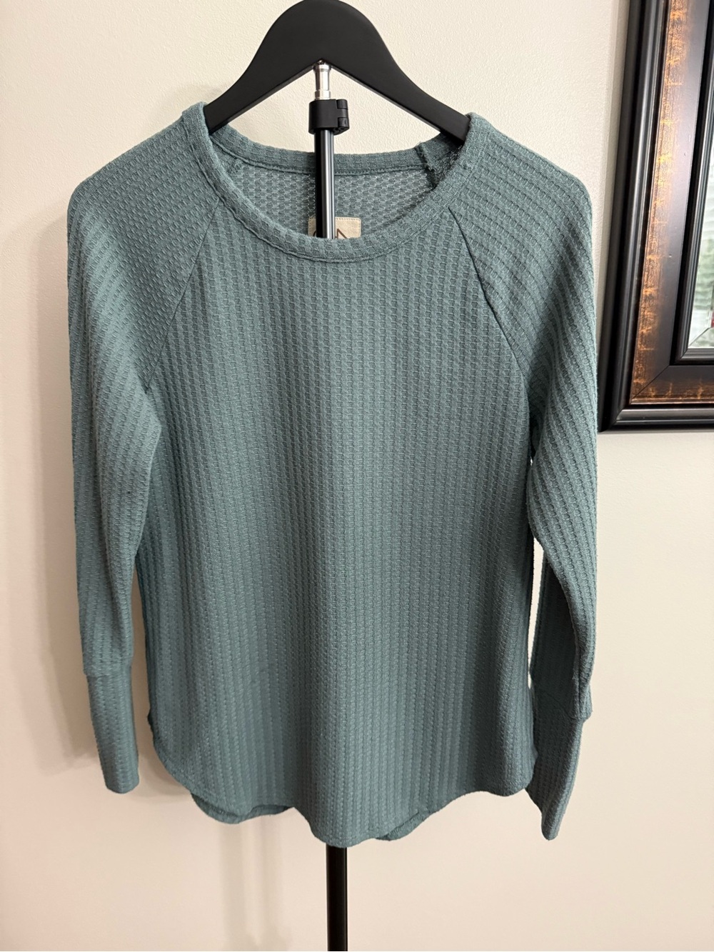 Chaser Textured Long-Sleeve Crewneck Top - Seafoam